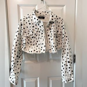 Akira crop Dalmatian print Jean jacket size L